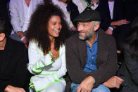 <p>Jeunes mariés, Vincent Cassel et Tina Kunakey avaient pris place au premier rang pour ne rien manquer des dernières nouveautés de la marque. Crédit photo : Getty Images </p>