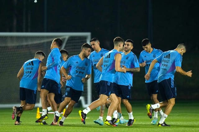 Argentina warm up during a training session