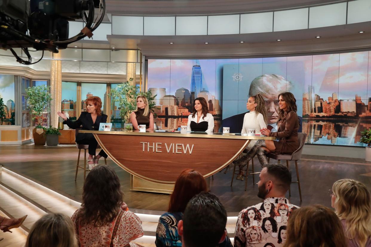 From left: "The View" co-hosts Joy Behar, Newton native Sara Haines, Ana Navarro, Sunny Hostin and Alyssa Farah Griffin.