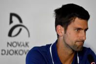 Former world No.1 tennis player Novak Djokovic speaks during a news conference in Belgrade, Serbia July 26, 2017. REUTERS/Andrej Isakovic/Pool