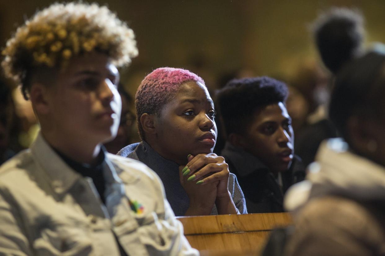 <span class="caption">New York City public school students attend a meeting with school board officials in January 2020.</span> <span class="attribution"><a class="link " href="https://www.gettyimages.com/detail/news-photo/new-york-city-public-school-students-meet-with-board-of-news-photo/1203098814?adppopup=true" rel="nofollow noopener" target="_blank" data-ylk="slk:Andrew Lichtenstein/Corbis via Getty Images;elm:context_link;itc:0;sec:content-canvas">Andrew Lichtenstein/Corbis via Getty Images</a></span>