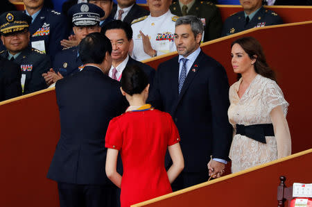 Paraguay's President Mario Abdo Benitez and his wife Silvana Lopez attend the Taiwan's National Day celebrations in Taipei, Taiwan October 10, 2018. REUTERS/Tyrone Siu