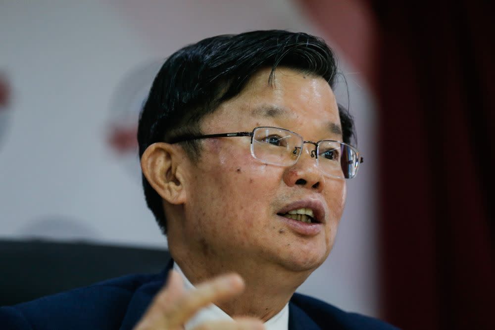 Penang Chief Minister Chow Kon Yeow speaks to the press during a press conference here at Komtar August 25, 2020. — Picture by Sayuti Zainudin