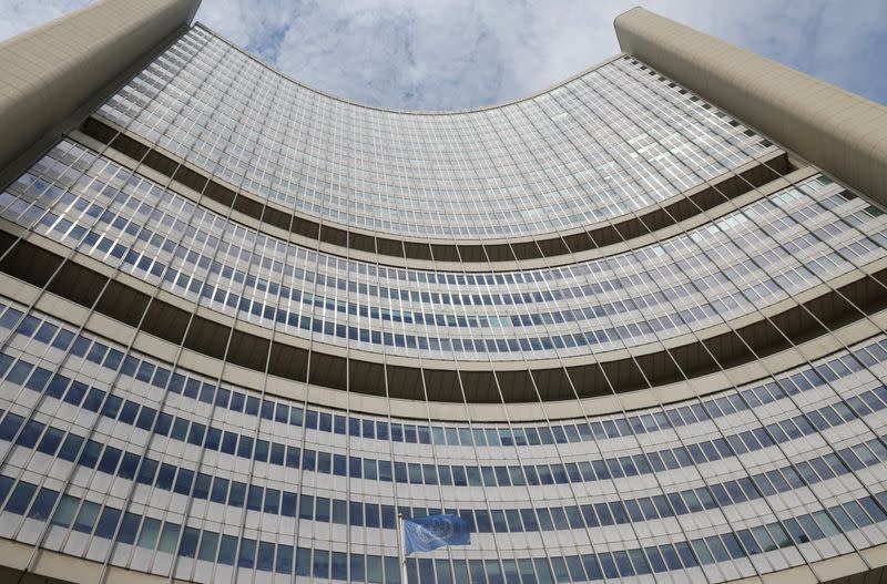 IAEA flag flutters in front of its headquarters in Vienna