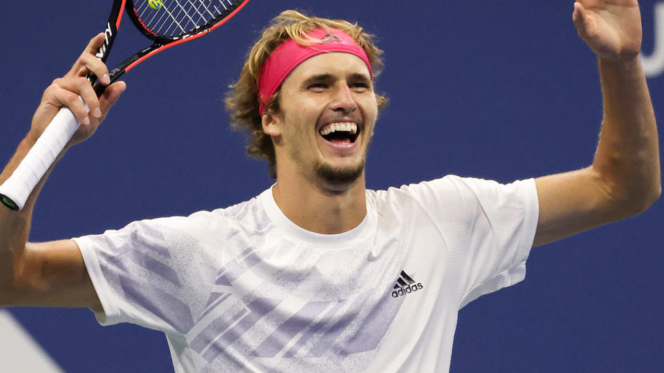 Alexander Zverev, pictured here celebrating his win over Pablo Carreno Busta.