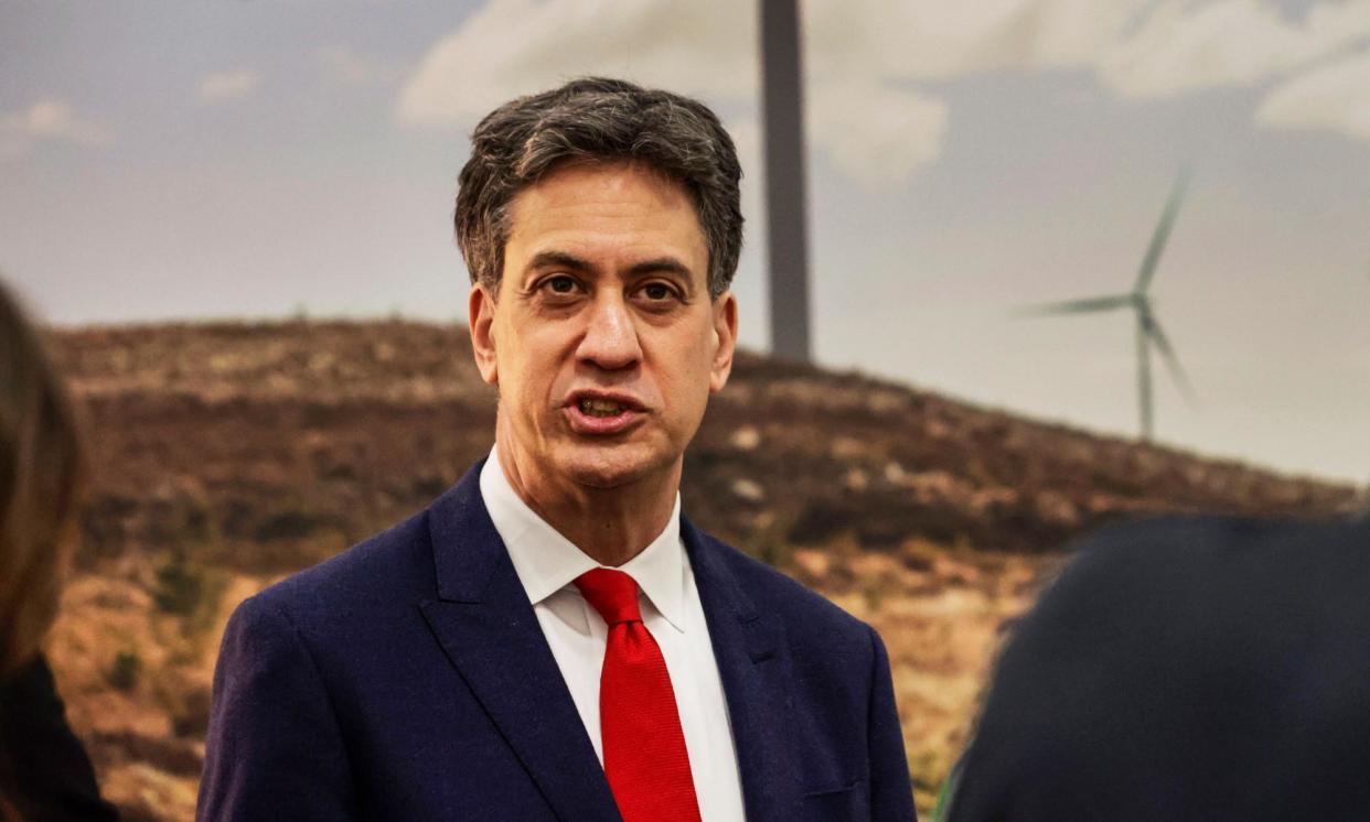 <span>Ed Miliband wants greater private investment in renewable energy, grid upgrades and clean technology.</span><span>Photograph: Murdo MacLeod/The Guardian</span>