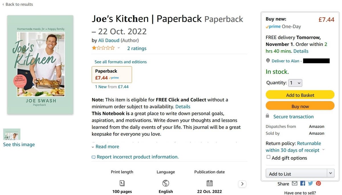 The fake ‘Joe’s Kitchen’ Amazon listing (Screenshot: Alan Martin)