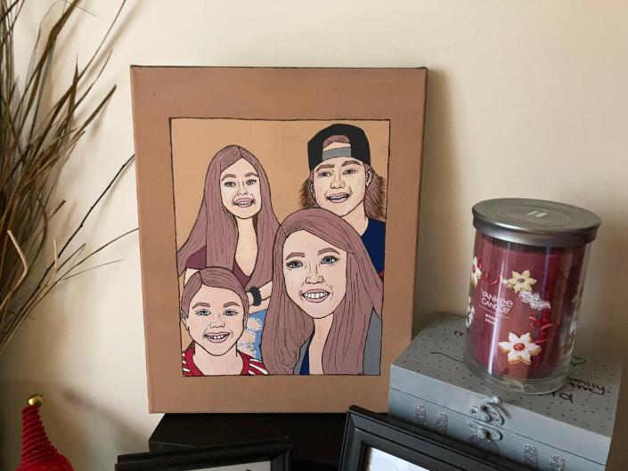 A family portrait painted by one of JJ Niederman&#39;s friends is in his mother&#39;s Mantua home. The 19-year-old left behind two sisters as well as his parents and grandparents.