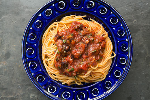 <strong>Get the <a href="http://www.simplyrecipes.com/recipes/pasta_puttanesca/" target="_blank">Pasta Puttanesca recipe</a> from Simply Recipes</strong>