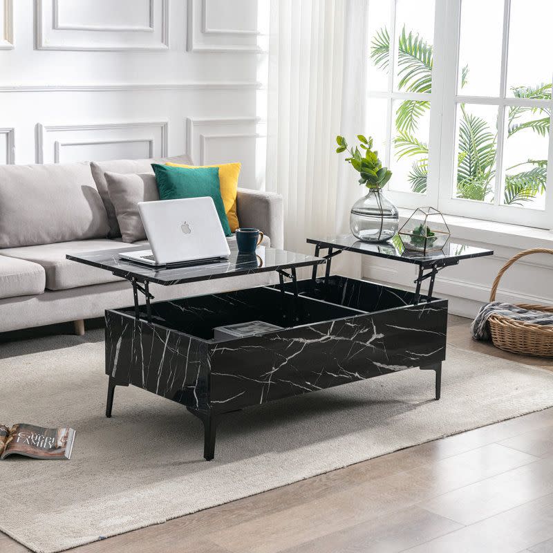 2) Marble Lift-Top Coffee Table With Storage