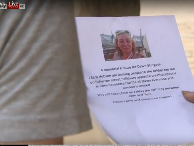 Invitations to a memorial service are being circulated in Amesbury by Dawn Sturgess's friends: Sky News