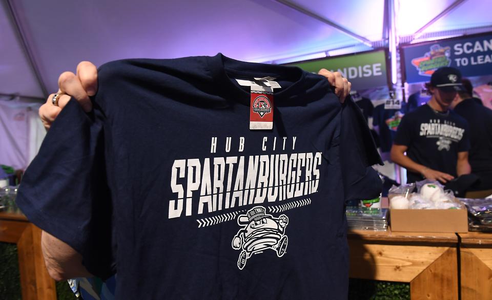 The Spartanburg Professional Baseball Club announced its new official team name, colors and logos at a community-wide block party on Saturday, May 11, 2024 near the site of the future Fifth Third Park. The team's name will be the Spartanburgers. Guests packed the tents looking to buy the team's new gear.
