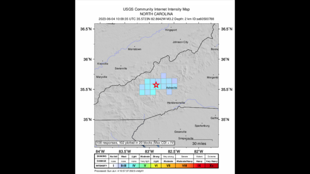 4th June earthquake hits NC mountains Friday