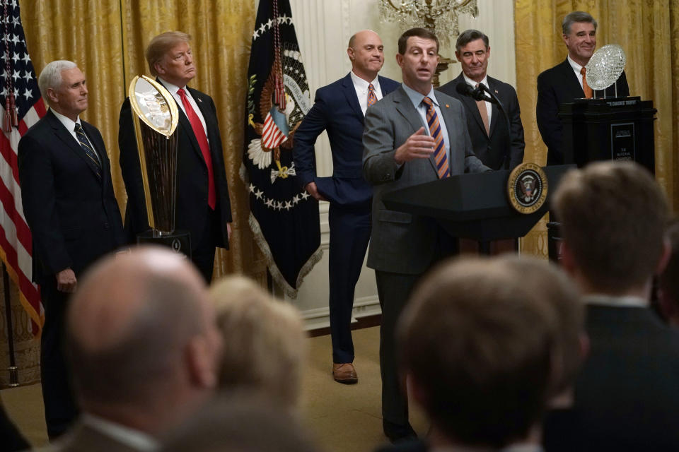 Dabo Swinney spoke of late Purdue fan Tyler Trent as a source of inspiration during Clemson’s White House visit. (Getty)