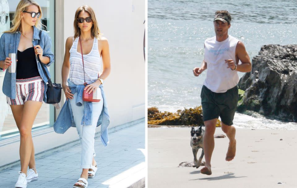 Jessica Alba and Mathew McConaughey proving Malibu is the place to be. Source: Getty