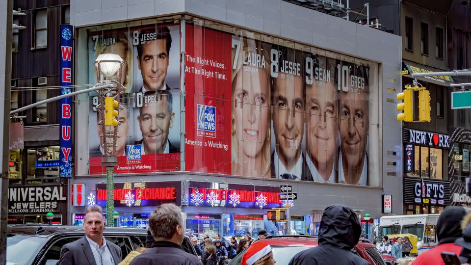 A billboard depicting the lineup of Fox News anchors. (Photo by Erik McGregor/LightRocket via Getty Images) - Erik McGregor/LightRocket/Getty Images