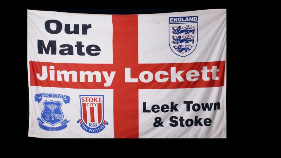 The flag that England football fan Jay is donating to Grayson’s exhibition (Channel 4)