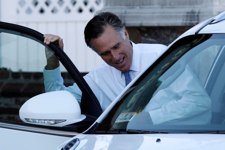 Mitt Romney gets into his car after meeting with U.S. President-elect Donald Trump in Bedminster, N.J. (Photo: Mike Segar/Reuters)