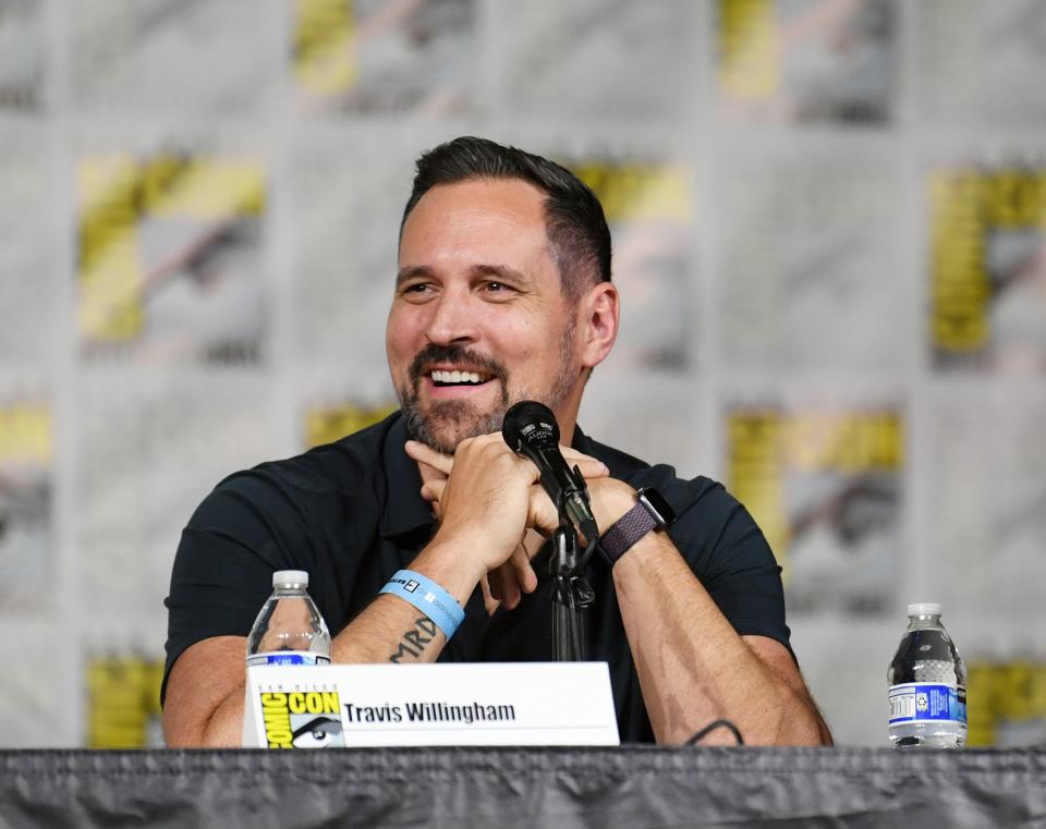  Travis Willingham speaks during the Critical Role: Fireside Chat and Cast Q&A at 2023 Comic-Con International: San Diego at San Diego Convention Center on July 22, 2023 in San Diego, California.