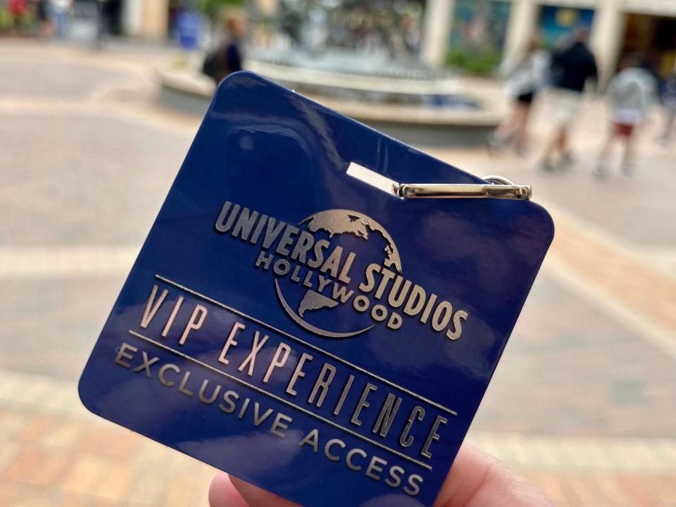 VIP Experience pass for Universal Studio on shiny blue material