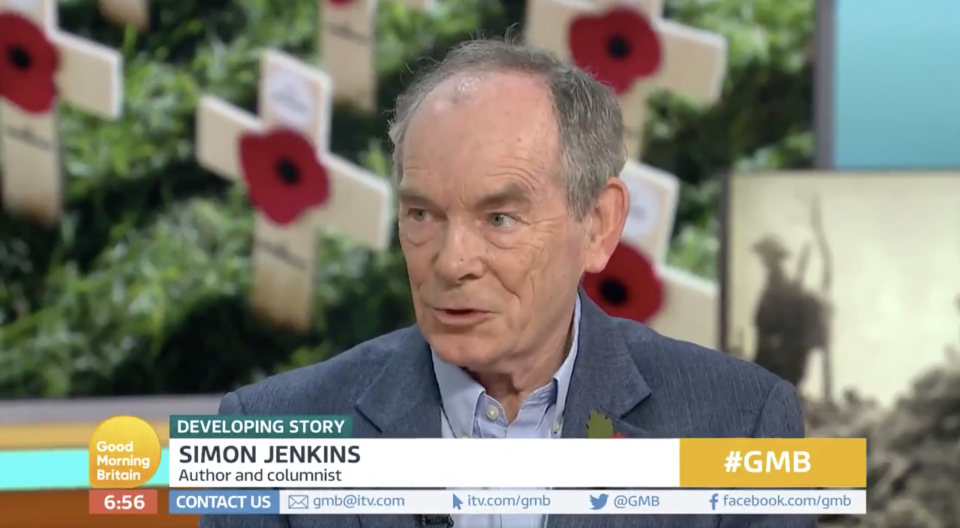 Simon Jenkins calls for Remembrance Day to be scrapped on GMB