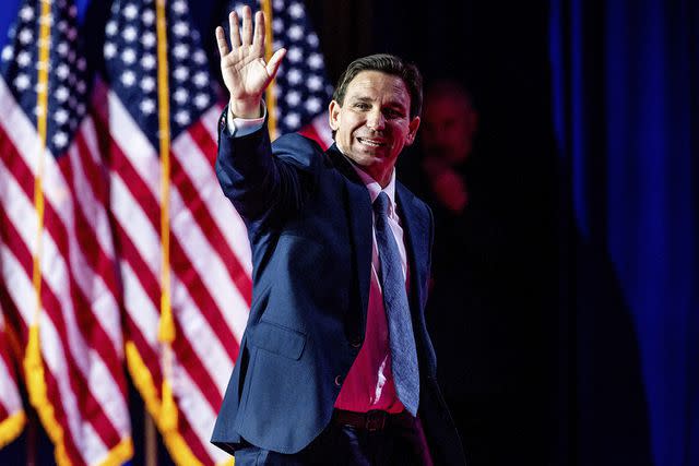 <p>Sipa via AP Images</p> Florida Gov. Ron DeSantis speaks at the Faith & Freedom Coalition's Road to Majority Policy Conference in D.C.