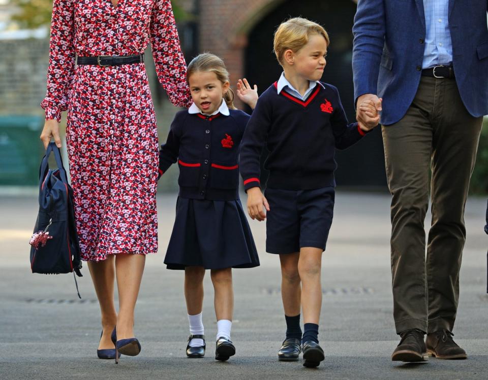 Charlotte’s first day at school, with her brother Prince George at Thomas’s Battersea (Aaron Chown/PA) (PA Wire)