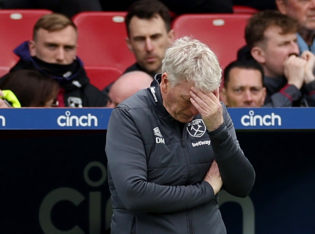 New low: David Moyes was staggered by his West Ham team’s performance in a 5-2 loss against Crystal Palace (Action Images via Reuters)