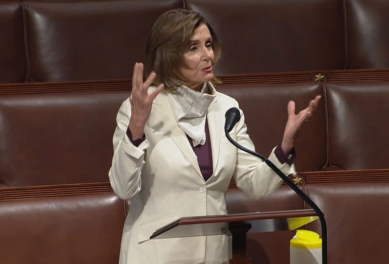 Members of U.S. House of Representatives gather to vote on $484 billion coronavirus relief bill on Capitol Hill in Washington