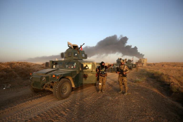 Iraqi pro-government forces advance towards the city of Fallujah, on May 23, 2016