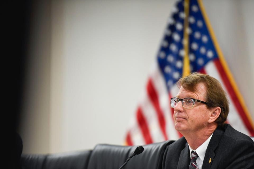 Sen. Richard Cash, R-Anderson, listens to testimony on two bills that would ban a transgender child's access to gender-affirming healthcare and restrict transgender residents from being able to change their gender markers on their birth certificate in Gressette Building at the S.C. State House on Wednesday, March 29, 2023.