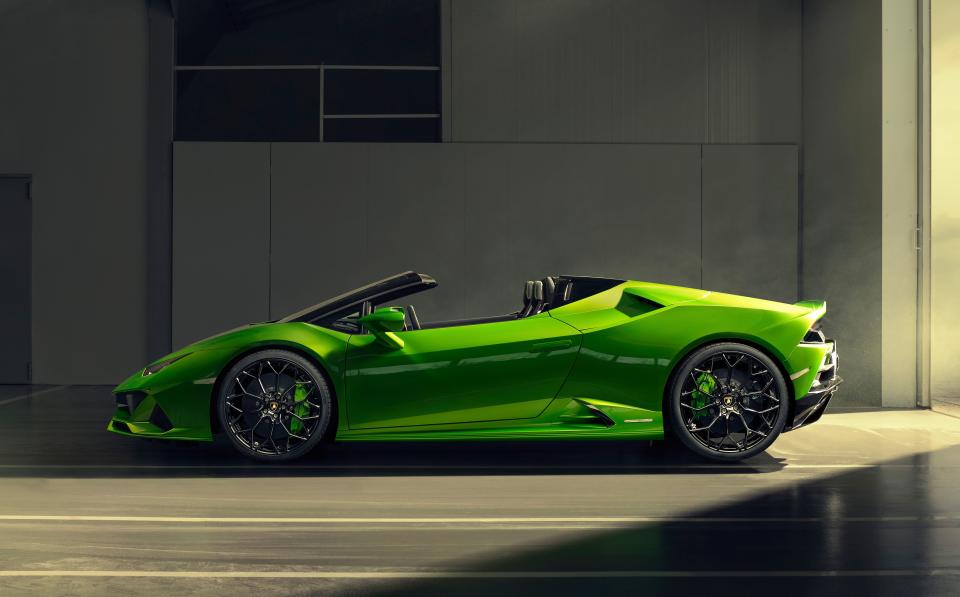 <p>Lamborghini has a well-documented history of wringing numerous variants out of every model it makes. So, when the comprehensively refreshed and more powerful <a rel="nofollow noopener" href="https://www.caranddriver.com/news/a25775535/2019-lamborghini-huracan-evo-photos-info/" target="_blank" data-ylk="slk:2019 Huracán debuted with the Evo moniker;elm:context_link;itc:0;sec:content-canvas" class="link ">2019 Huracán debuted with the Evo moniker</a> as a permanent addition to its name, we collectively mused, "I wonder when the Spyder version will hit?" That time is now, and the 2020 Lamborghini Huracán Evo Spyder is here to flip the wigs of anyone who gets behind the wheel.</p>