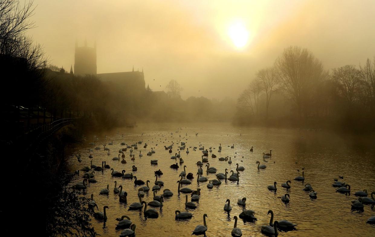 A yellow weather warning for freezing fog has been issued on Christmas day by the Met Office. Pictured is the River Severn, in Worcester. PA.