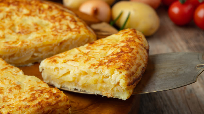 Spanish potato tortilla slice