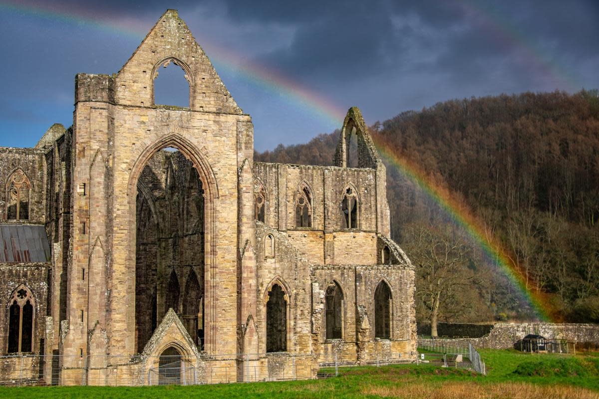 Rainbow: Over Tintern Abbey. Picture: Larry Wilkie.