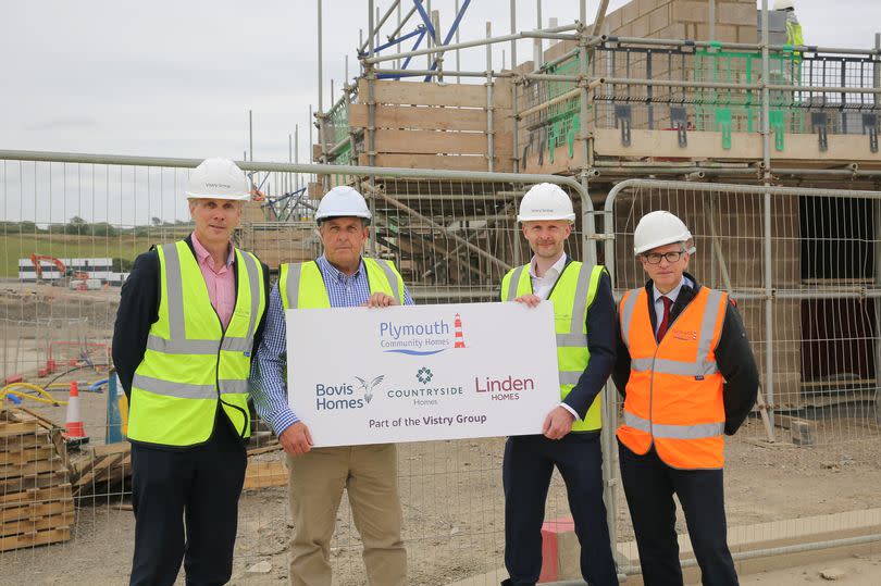 (l-r) Peter Sadler, Managing Director at Countryside Partnerships South West; Neil Edwards, Interim Development Manager at Plymouth Community Homes; Neil Rodgers, Land Director at Countryside Partnerships and Andrew Lawrie, Head of Development at Plymouth Community Homes