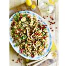 <p>This halloumi salad is perfect for summer months, made with bulgur wheat and red onions and grilled aubergine and scattered with pomegranate seeds. </p><p><strong>Recipe: <a href="https://www.goodhousekeeping.com/uk/food/recipes/a554954/halloumi-and-aubergine-salad/" rel="nofollow noopener" target="_blank" data-ylk="slk:Halloumi and aubergine salad;elm:context_link;itc:0;sec:content-canvas" class="link ">Halloumi and aubergine salad</a></strong></p>