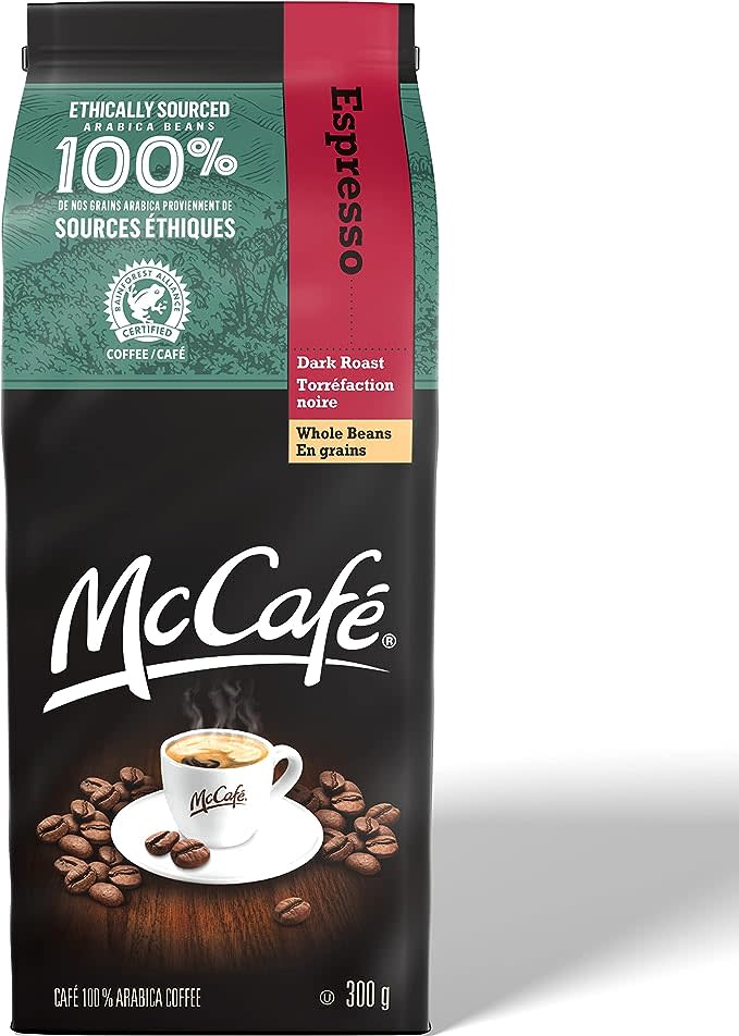 McCafé Espresso Whole Beans. Image via Amazon.