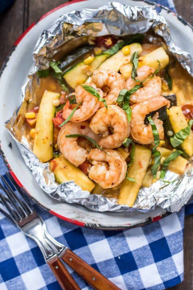 Honey-Garlic Shrimp and Zucchini Foil Packets