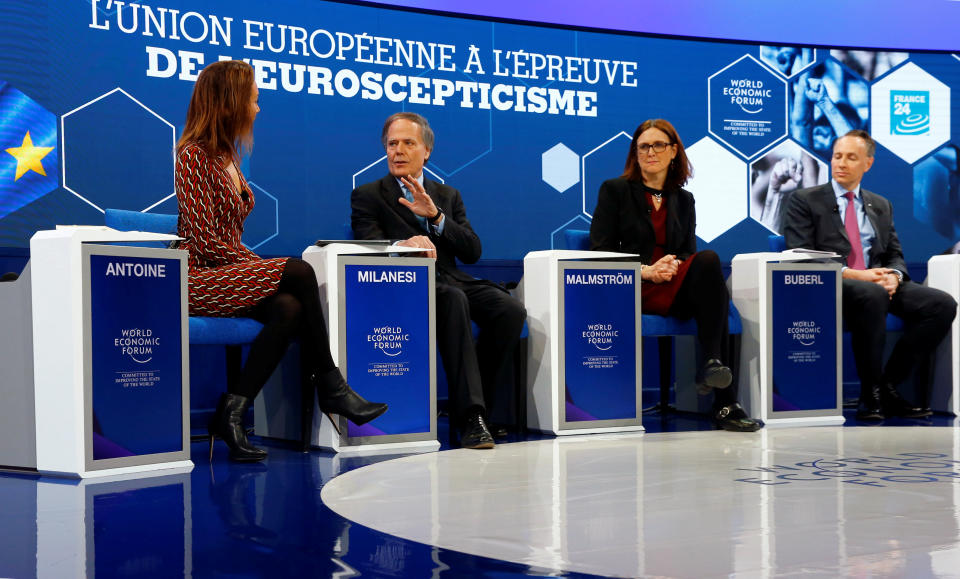 European leaders at Davos. Photo: REUTERS/Arnd Wiegmann