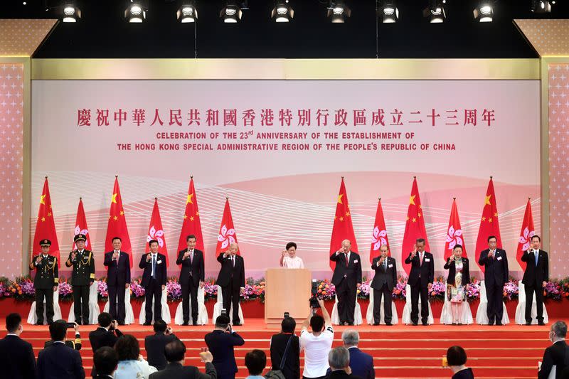 Hong Kong Chief Executive Carrie Lam attends the reception for the 23rd anniversary of the establishment of the Hong Kong Special Administrative Region