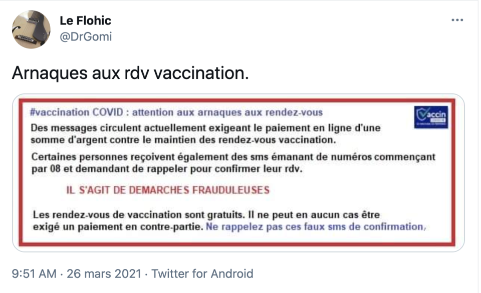 Attention à l’arnaque aux rendez-vous payants 