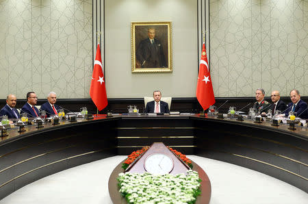 Turkish President Tayyip Erdogan chairs a National Security Council meeting in Ankara, Turkey, September 22, 2017. Kayhan Ozer/Presidential Palace/Handout via REUTERS