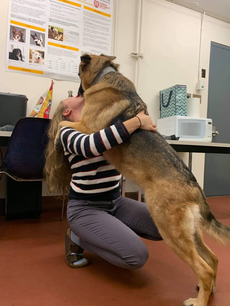 Laura with German Shepherd Callie (Laura Kiiroja/Dalhousie University)