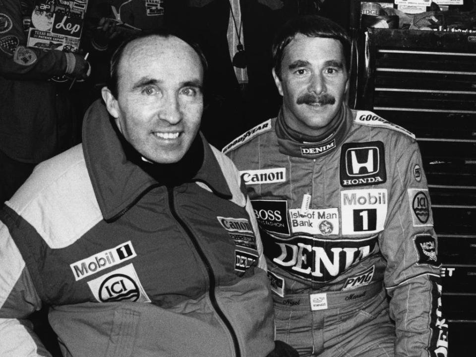 Nigel Mansell (R) with Williams in 1986 (Getty)