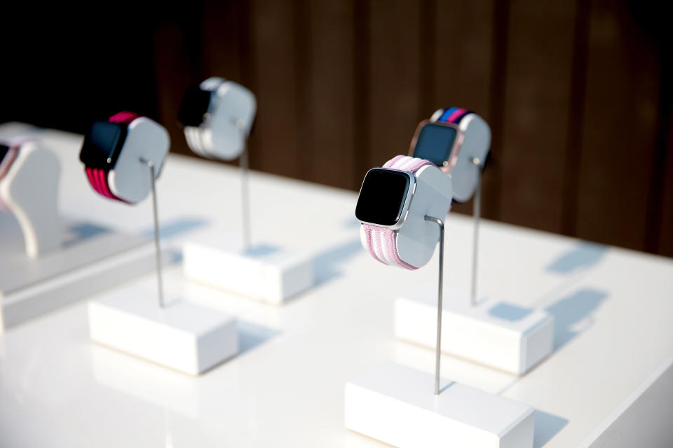 Fitbits on display in Los Angeles, California, on July 28, 2018. (Photo: Rich Fury via Getty Images)