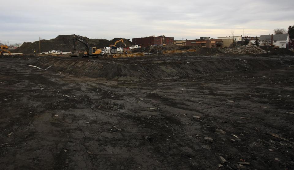 The crash site of a train carrying crude oil is pictured in downtown Lac-Megantic