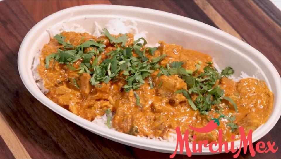 Chicken curry from MirchiMex, an Indian Mexican Fusion concept served out of a Lexington and a Frankfort gas station.