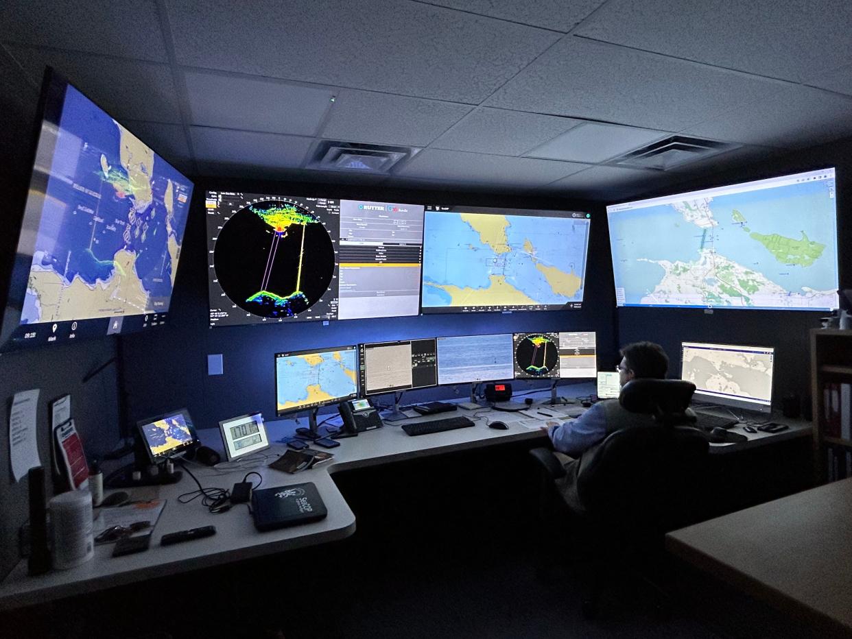 An Enbridge monitoring station tracks the safety of the Line 5 oil pipeline passing through the Straits of Mackinac.