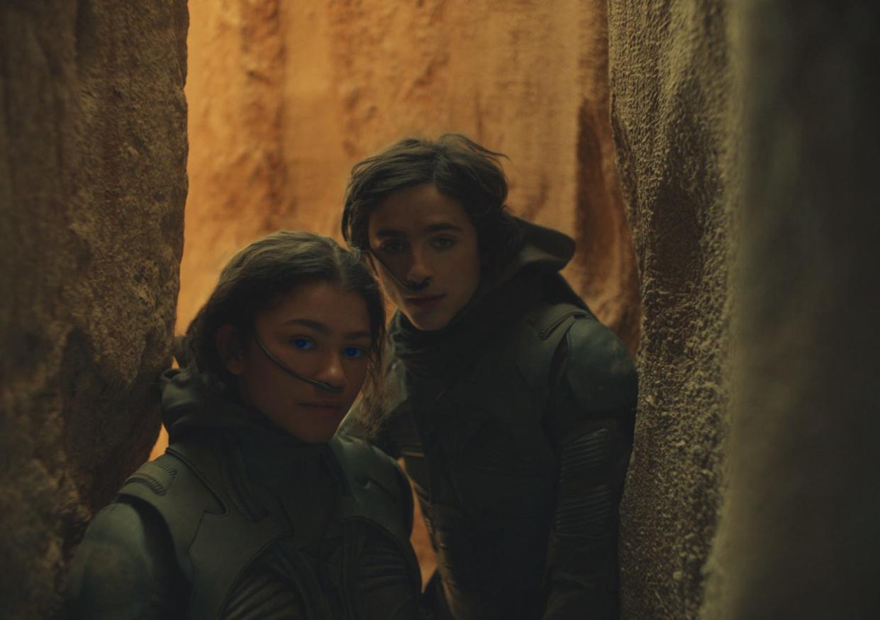 Paul Atreides (Timothee Chalamet) has visions of Chani (Zendaya) before meeting her in "Dune."